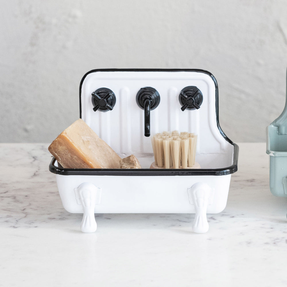 Vintage Cottage Sink Soap Dish - White/Black