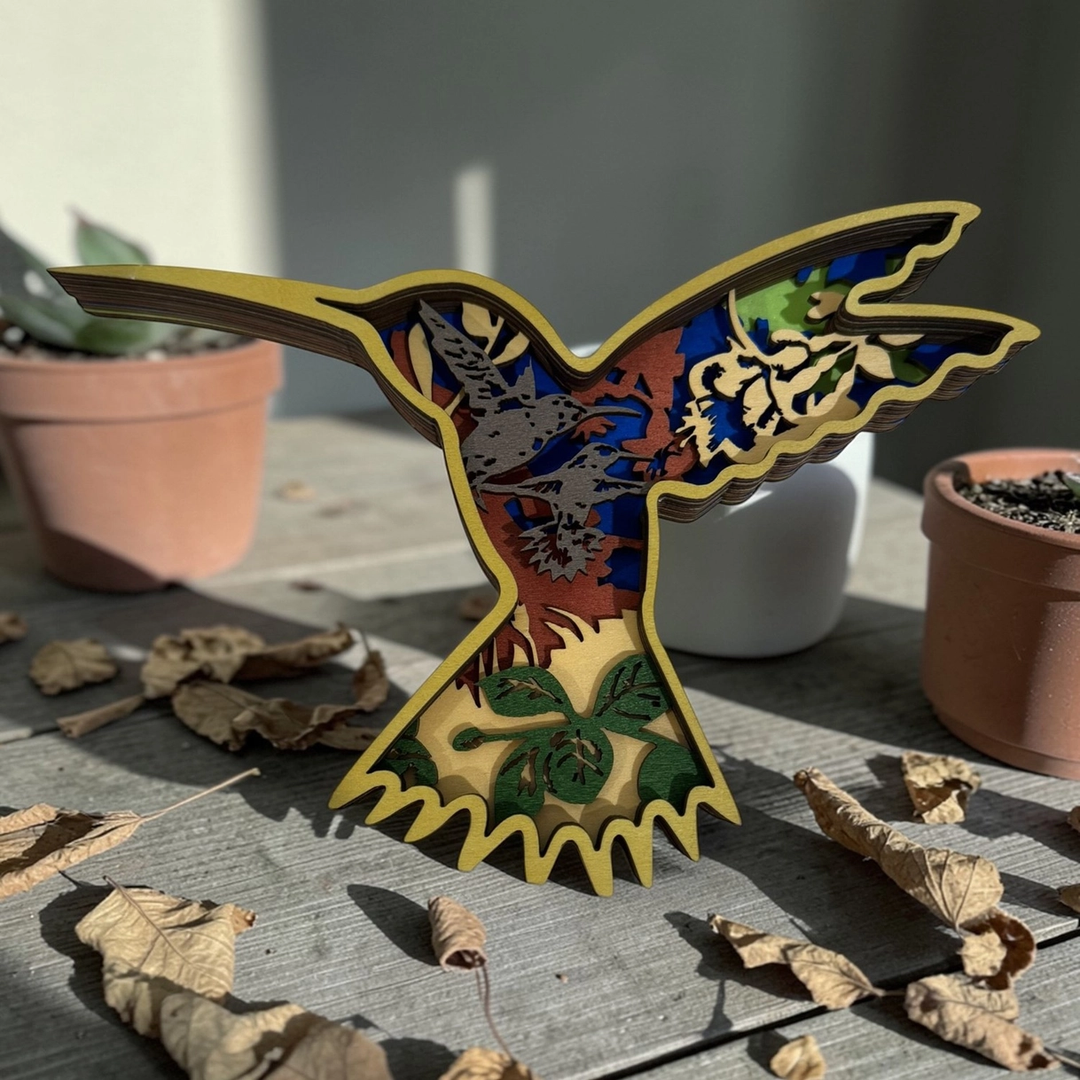 Colorful Hummingbird Shelf Sitter