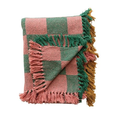 Color-Drenched Checkered Throw Blanket