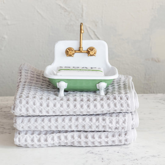 Vintage Cottage Sink Soap Dish - White / Green