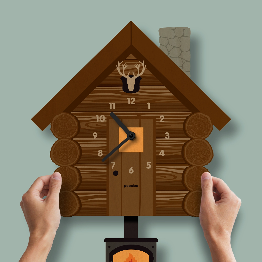 Log Cabin Pendulum Clock